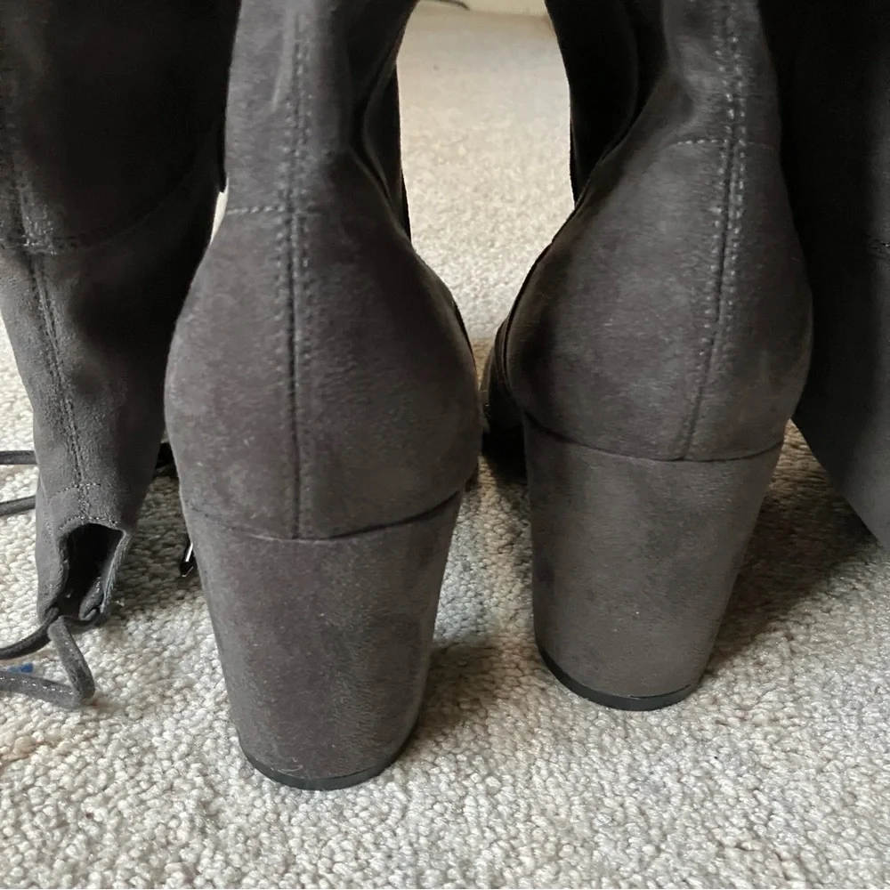 MARC FISHER Grey Faux Suede Over The Knee Boot 10